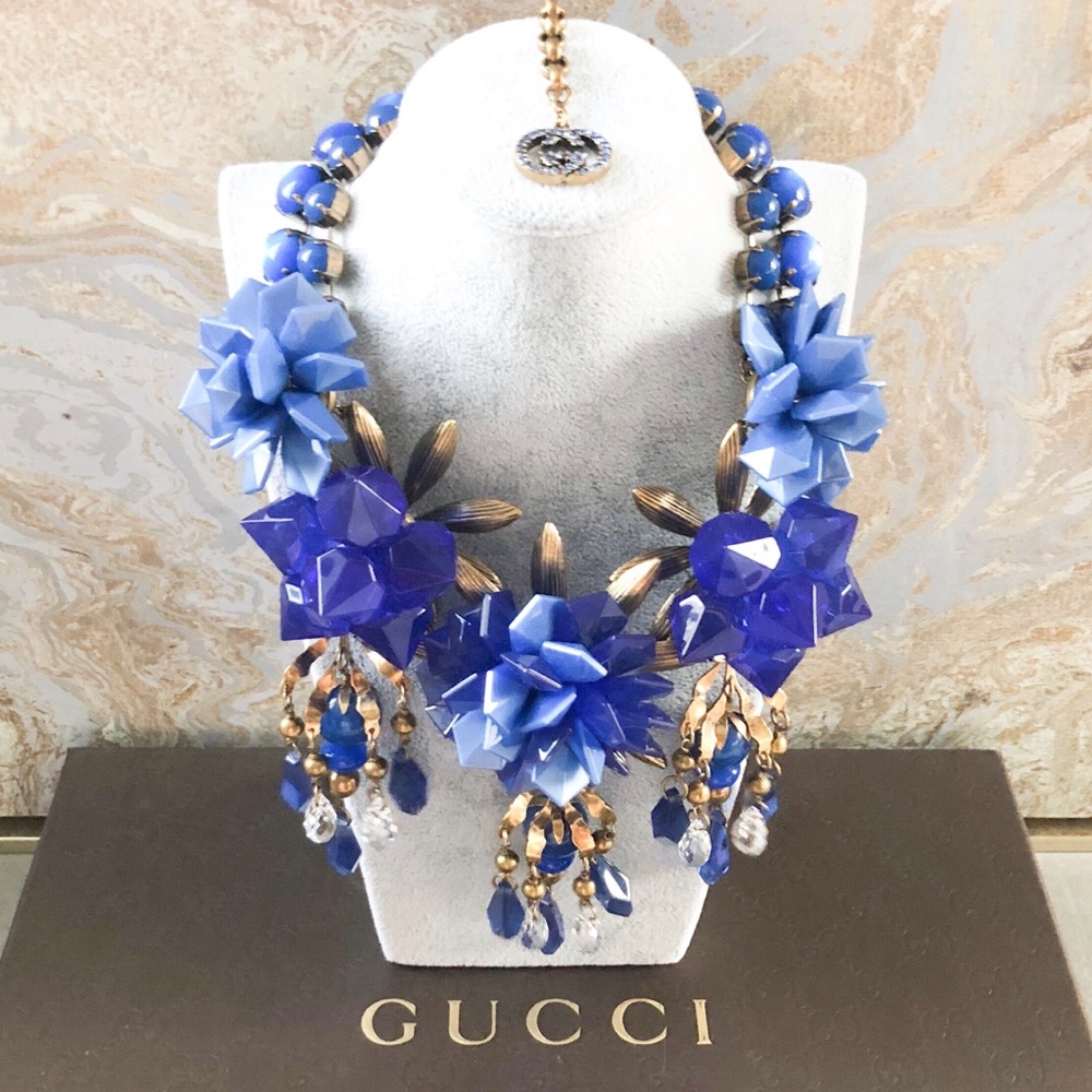 Gucci Crystal Resin Strass Flower Motif Necklace - Picture 1 of 8